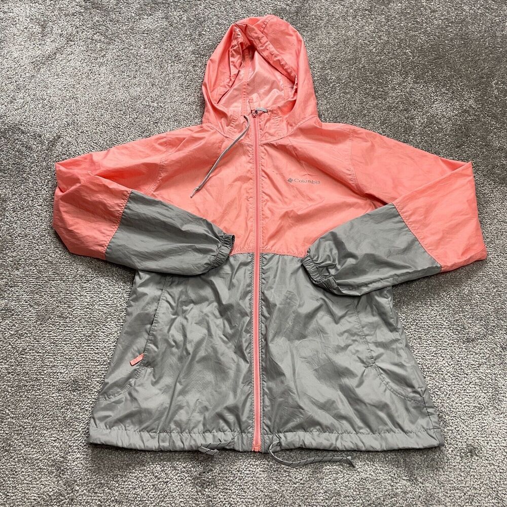 Columbia Flash Forward Windbreaker Jacket Womens Small Orange Hoodie Raincoat